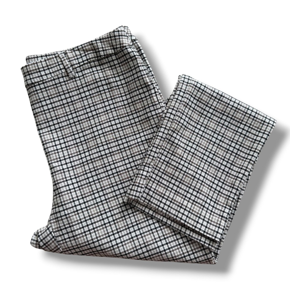 Carolina Belle Montreal Sz 6 Black Tan Plaid Slim Leg Work Pants Trousers Preppy